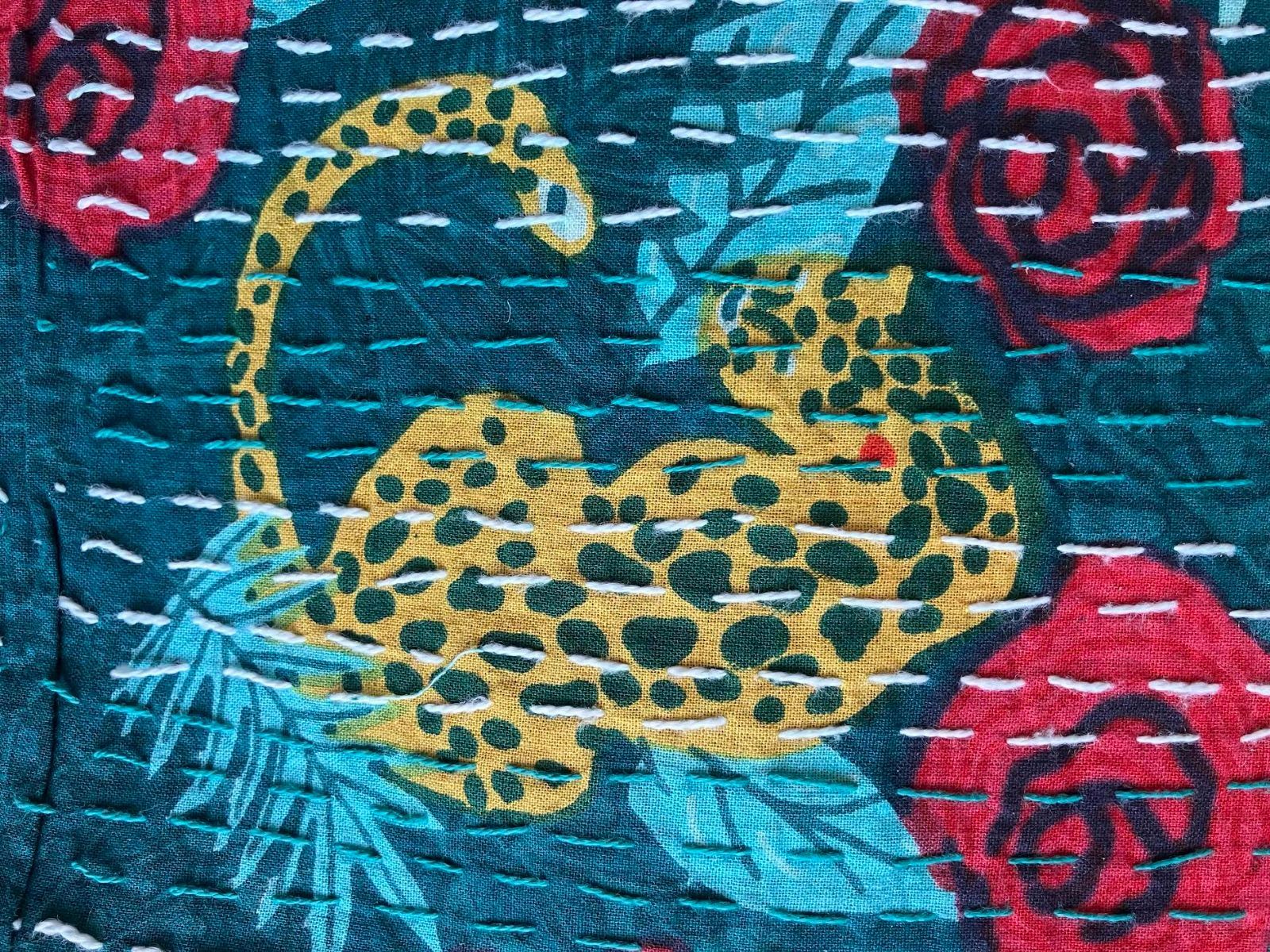 カンタキルト マルチカバー #97 Ocean Blue Leopard Rose Garden