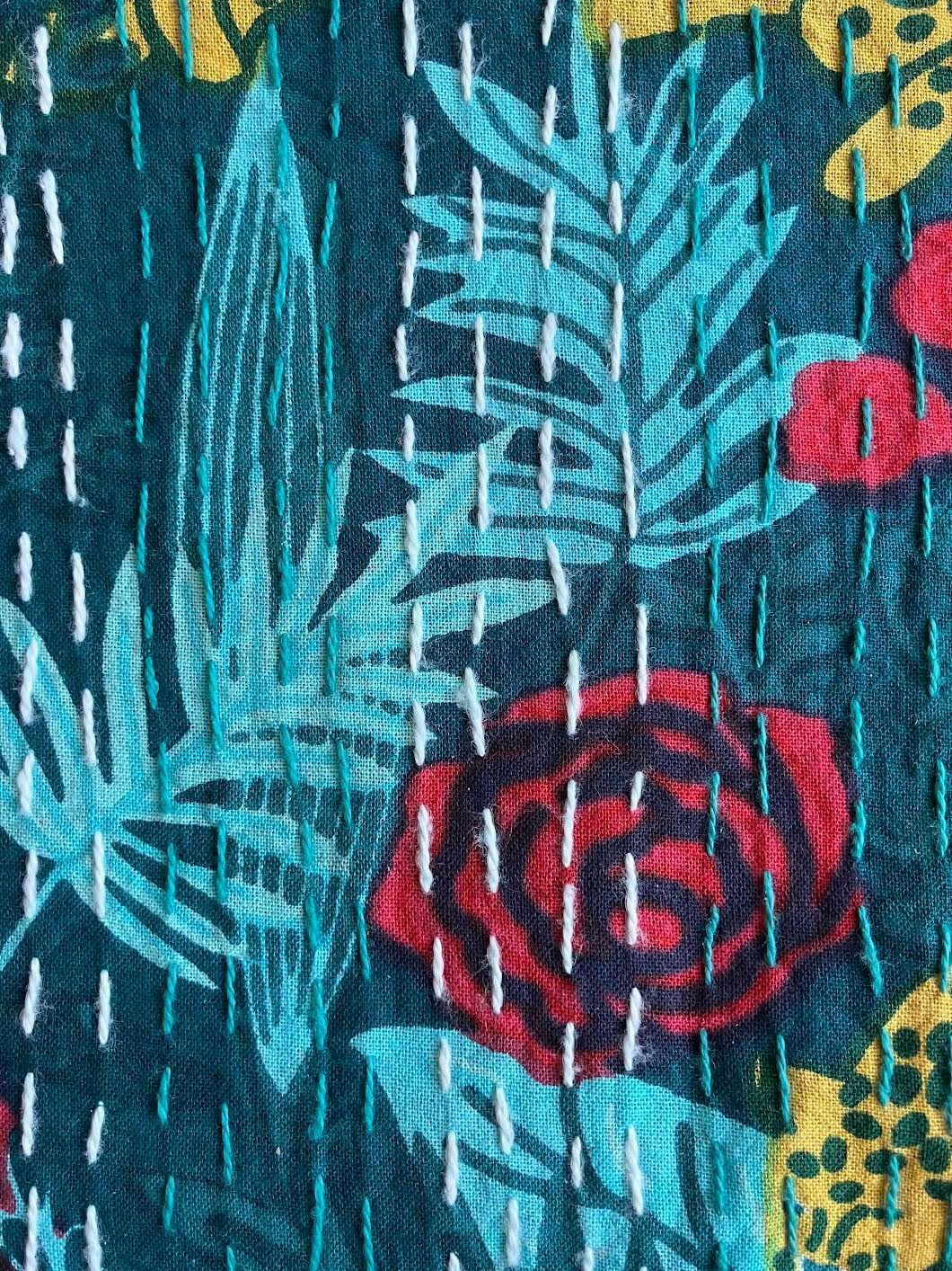 カンタキルト マルチカバー #97 Ocean Blue Leopard Rose Garden