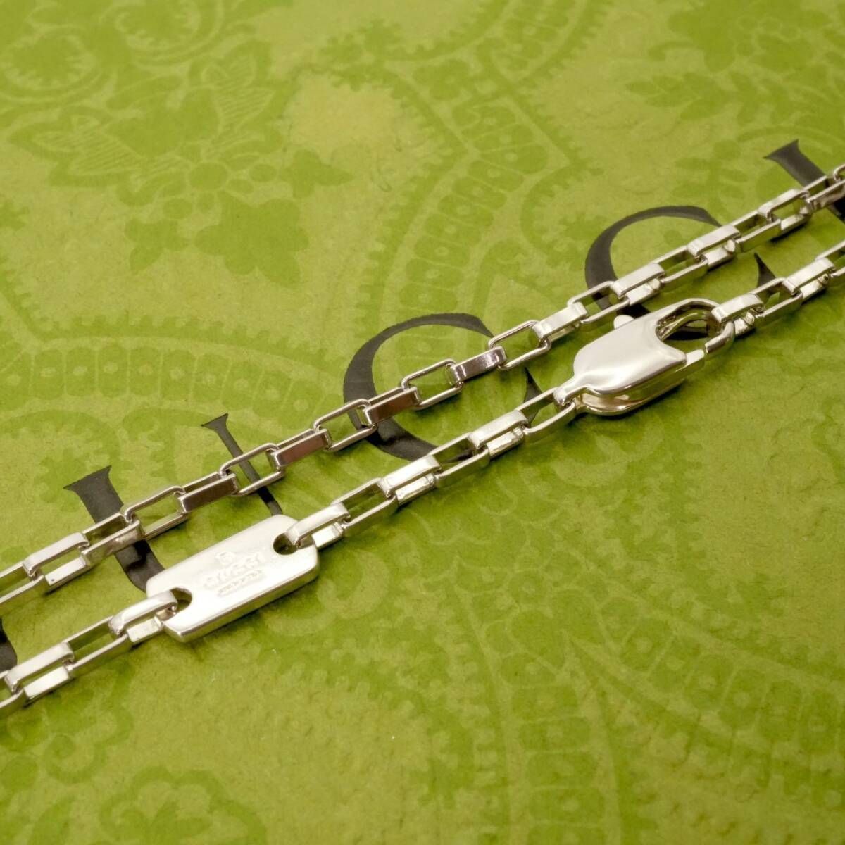 極美品42㎝ グッチ ベネチアン ボストン チェーン ネックレス/25-1792 