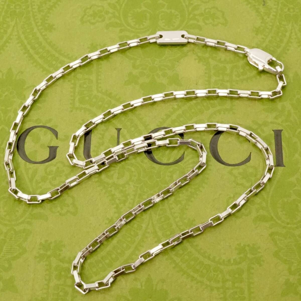 極美品42㎝ グッチ ベネチアン ボストン チェーン ネックレス/25-1792 
