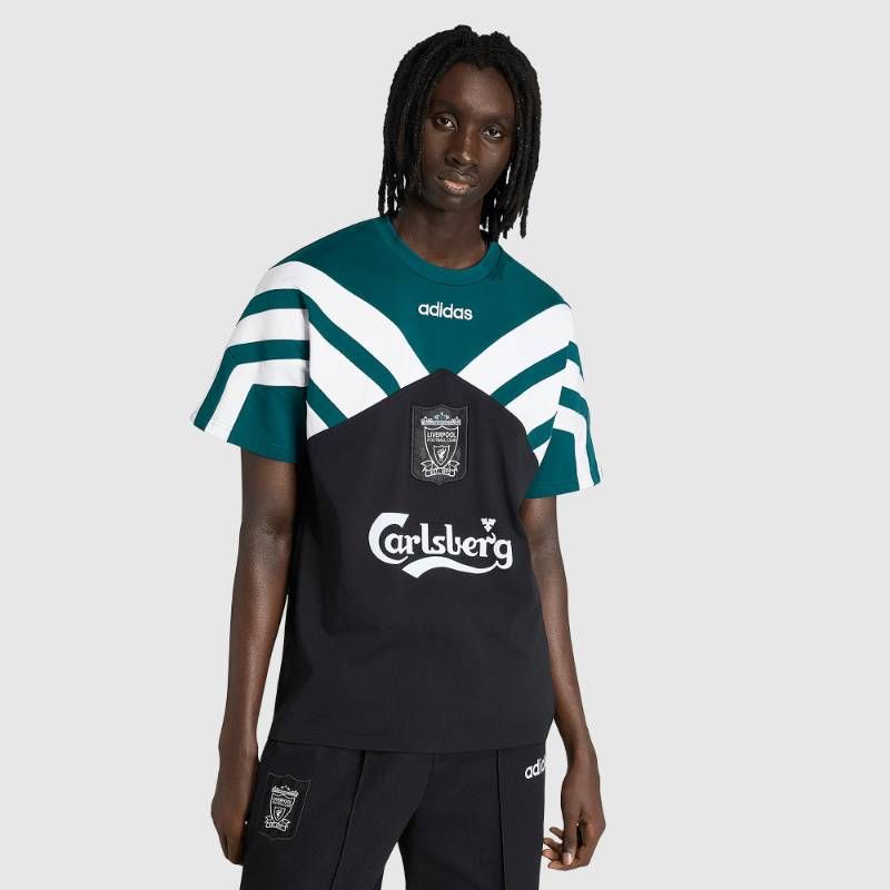 【送料無料・匿名配送】adidas アディダス リヴァプール 1995 公式 復刻 Tシャツ 黒 緑 新品 正規品