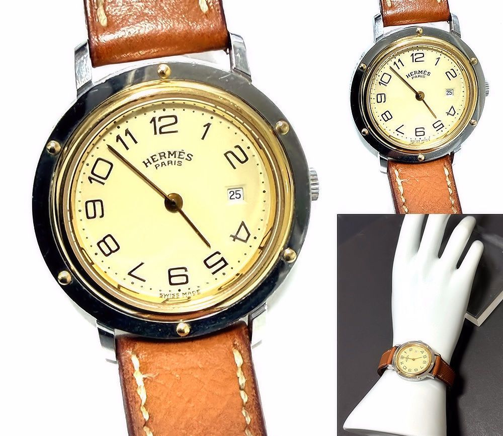 HERMES エルメス クリッパー デイト コンビ 純正 レザー ベルト 
