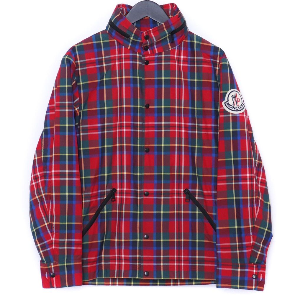 MONCLER タータンチェック ナイロンジャケット サイズ0 レッド 