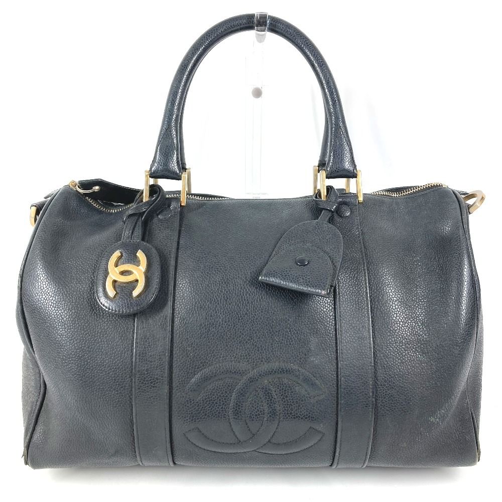 シャネルボストン　キャビアスキンココマーク CHANEL シャネル ボストンバッグ CC ココマーク ロゴ キャビアスキン