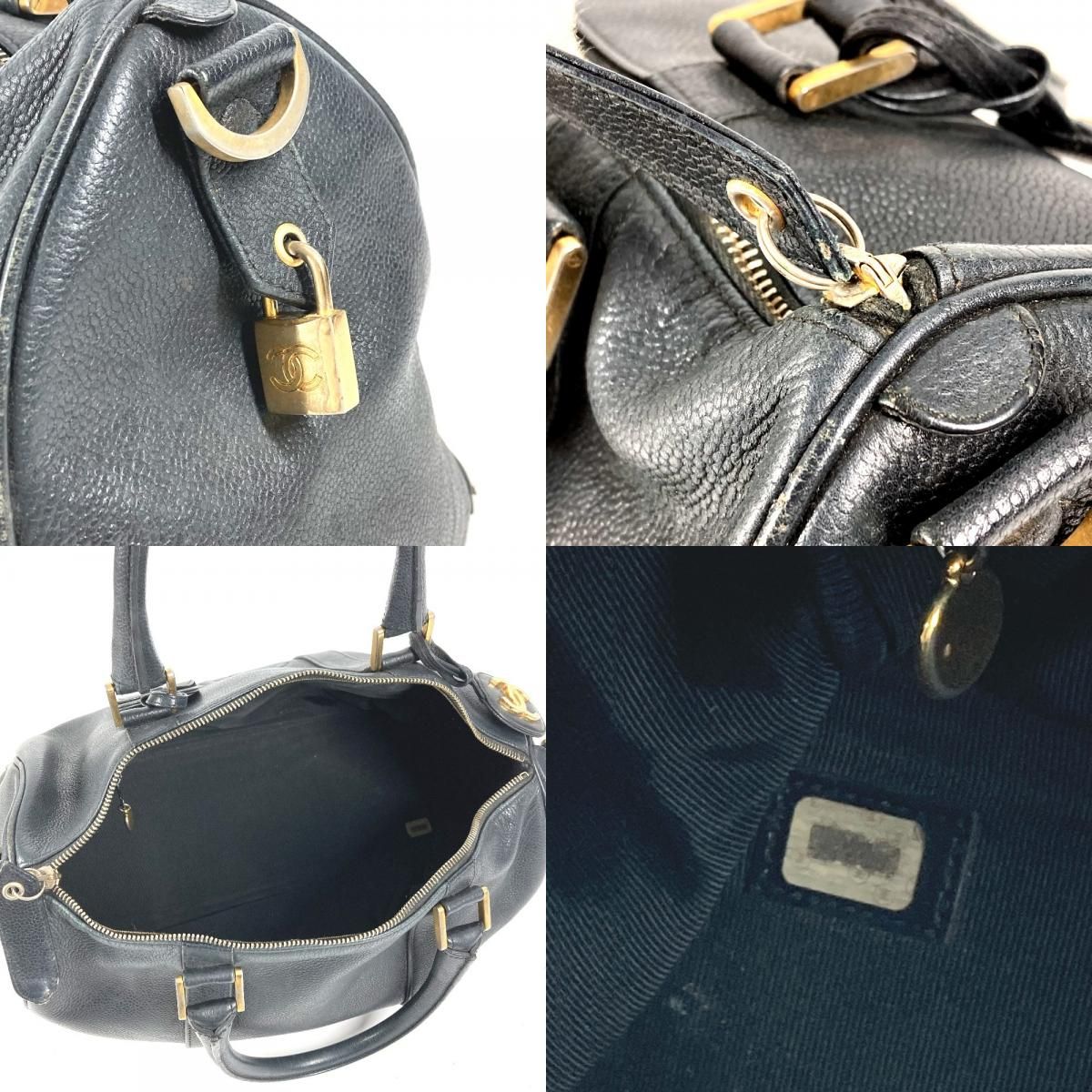 CHANEL シャネル ボストンバッグ CC ココマーク ロゴ キャビアスキン