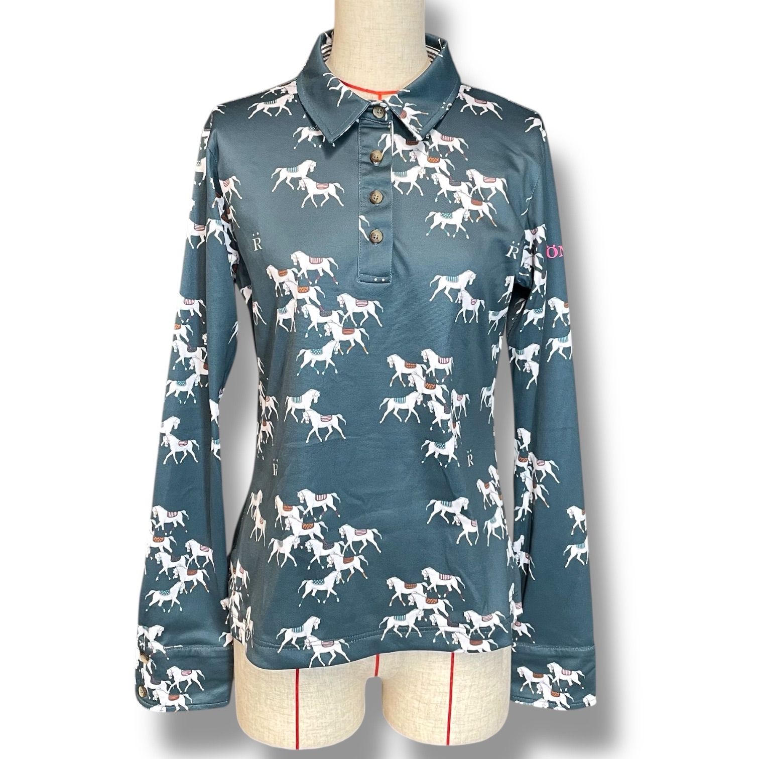 RONNER ロナー 長袖ポロシャツ トップス 乗馬用品 乗馬ウェア ポニー 馬柄 アニマル 緑 グリーン Mサイズ レディース 春 ゴーゴー古着マルイファミリー溝口店 3 No.577 6,750円