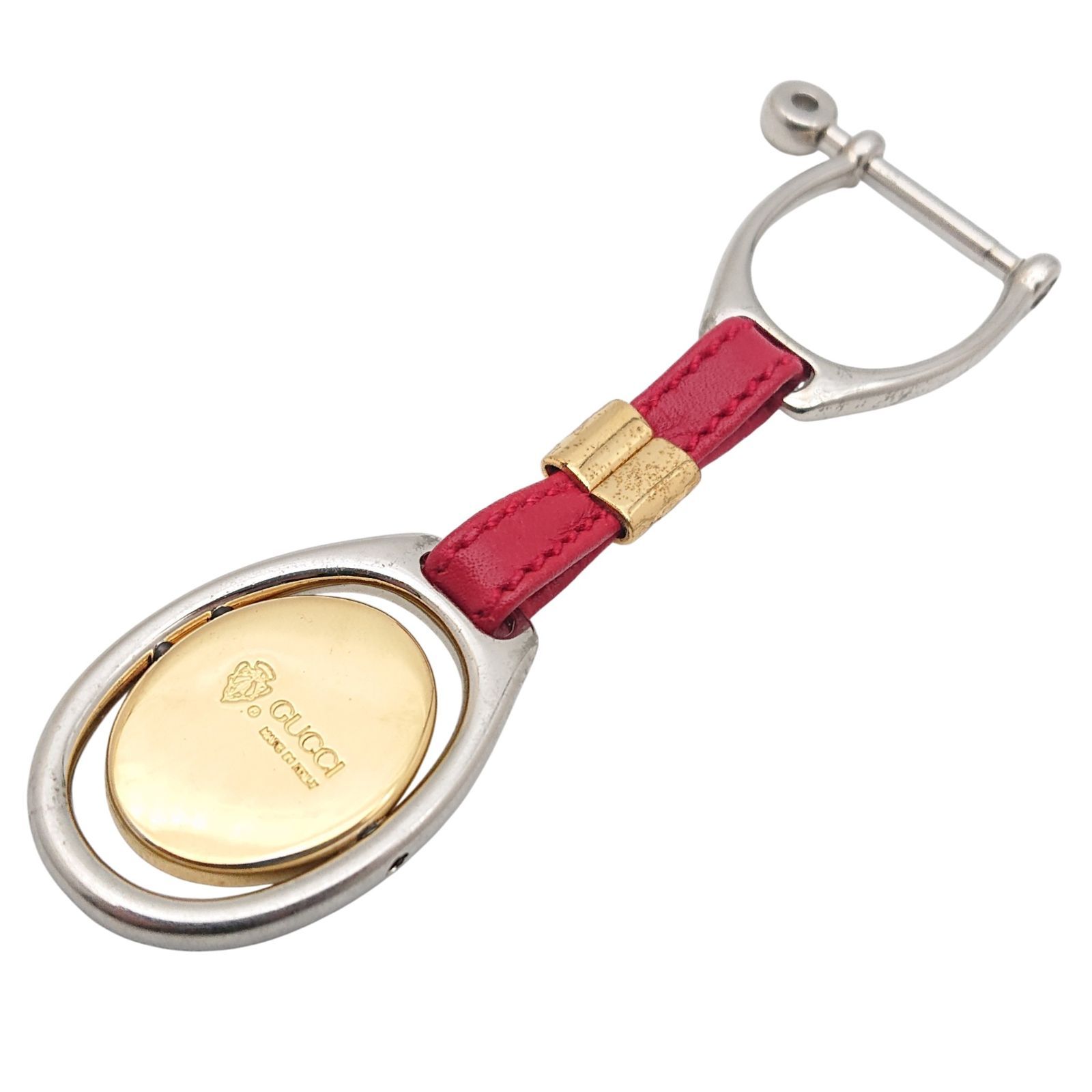 ビンテージ GUCCI グッチ キーホルダー チャーム レザー レッド 