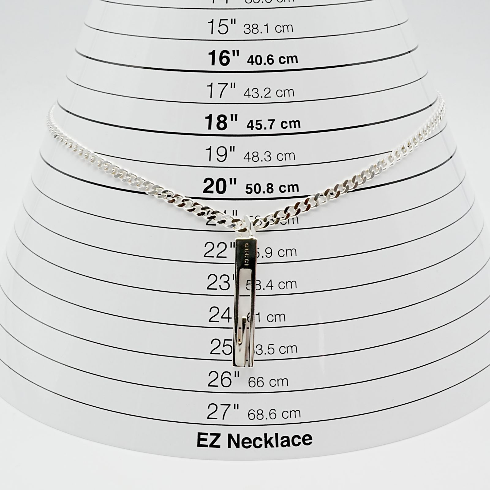 希少極美品 グッチ カットアウト G ラージ バー ネックレス/25-182S