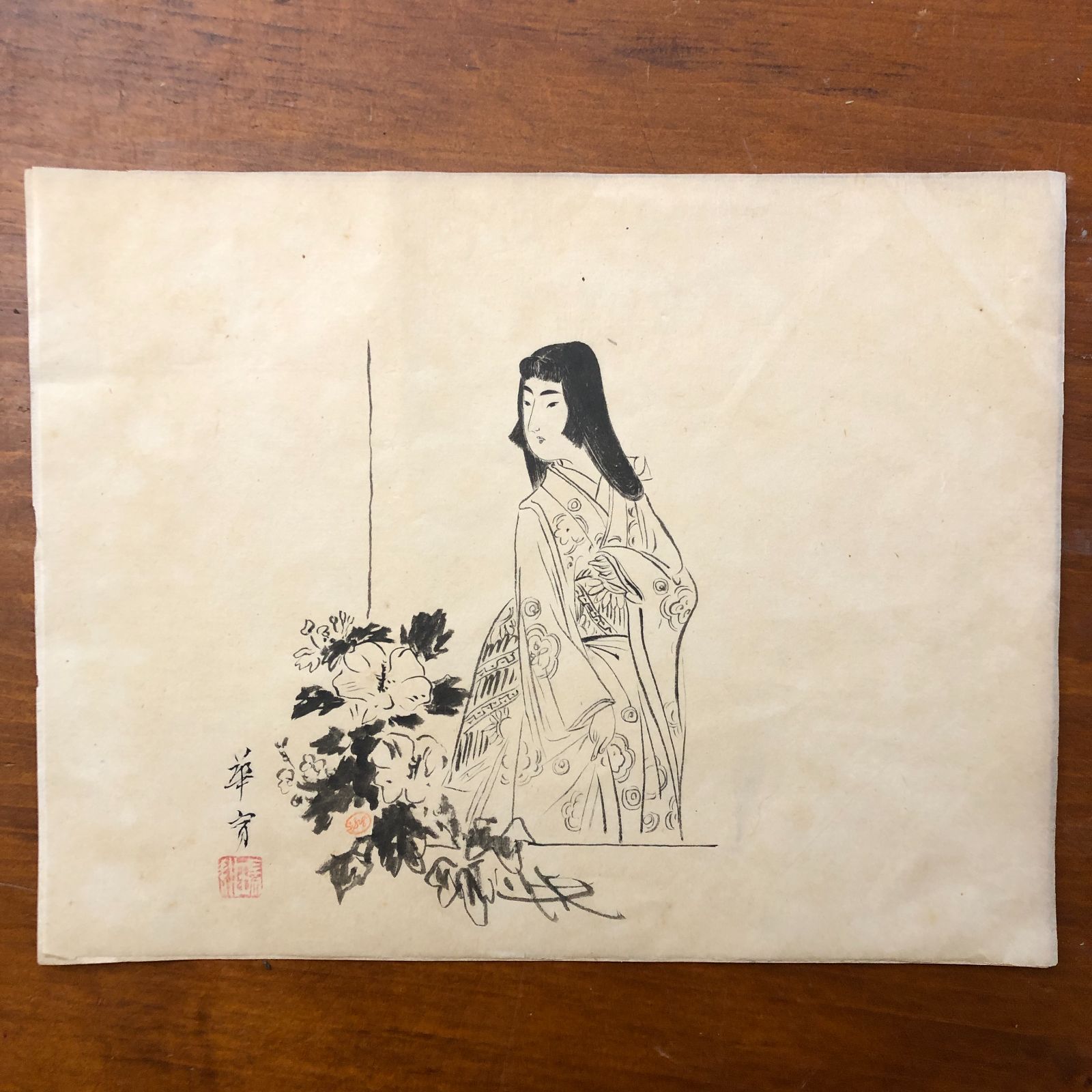 華宵」署名落款 挿絵原画 13枚 高畠華宵？ ☆肉筆画/原稿/線前/雑誌