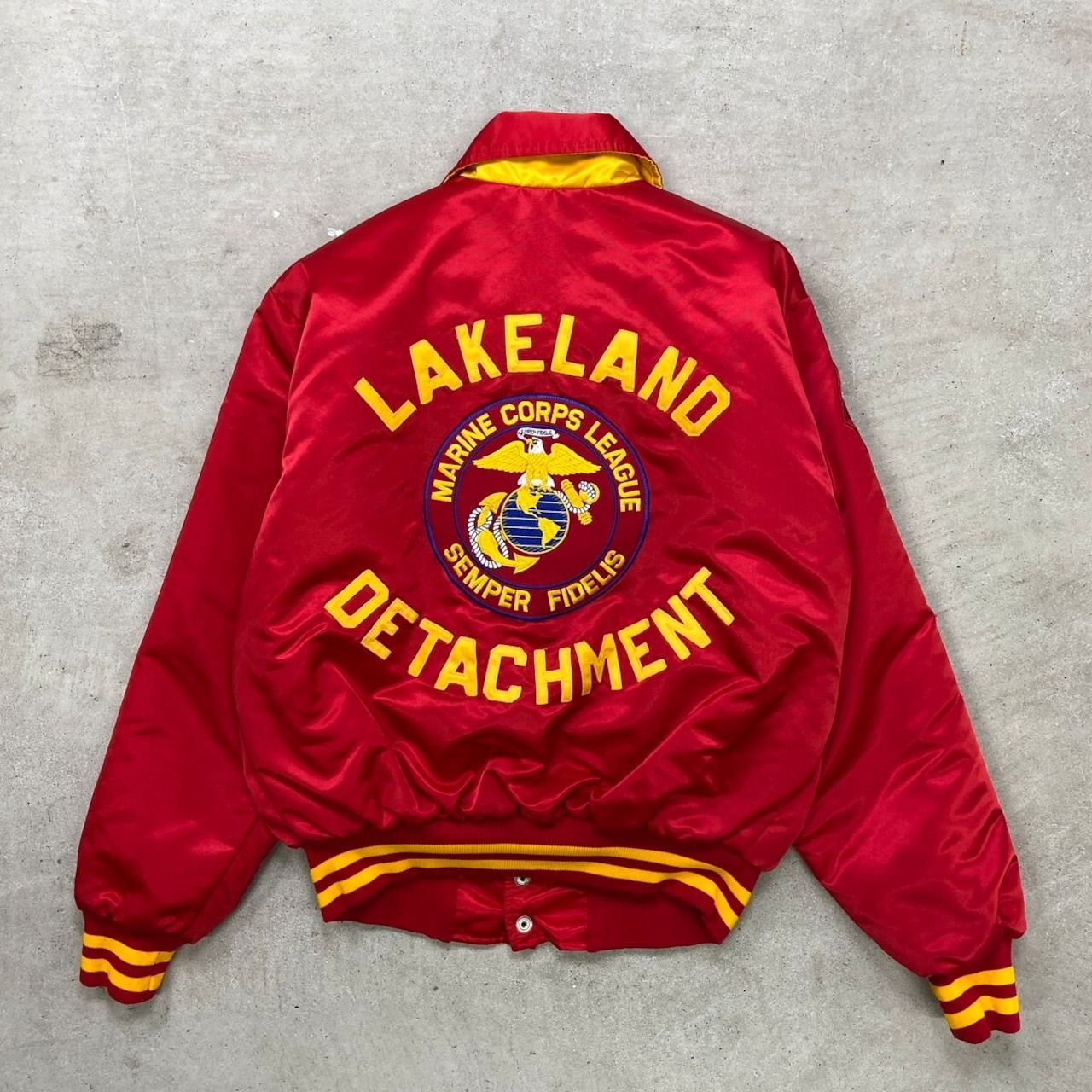 90年代 USA製 MARINE CORPS LEAGUE MCL 襟付き スタジャン メンズL相当 