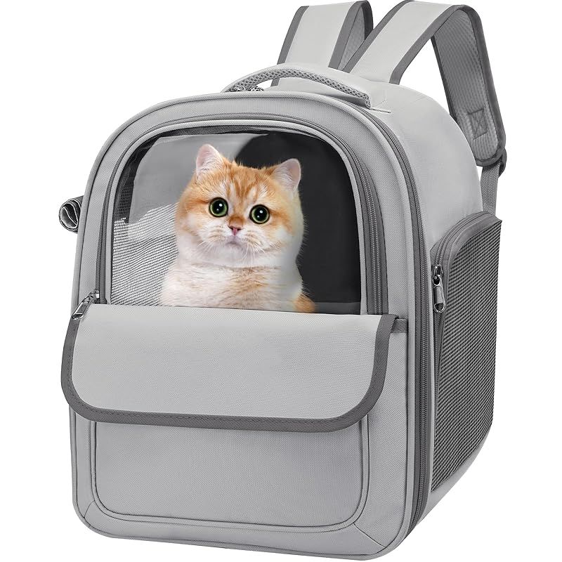 Athvcht 猫 キャリーバッグ 猫 リュック 犬用 キャリー 猫用 ペットキャリー 猫用 犬用 リュックタイプ メッシュ窓 PVC窓 小型犬 キャリーバッグ 折り畳み 軽量 シートベルト固定可 子猫・中・大型猫用・小型犬・うさぎ用 お出かけ/キャンプ/ 0