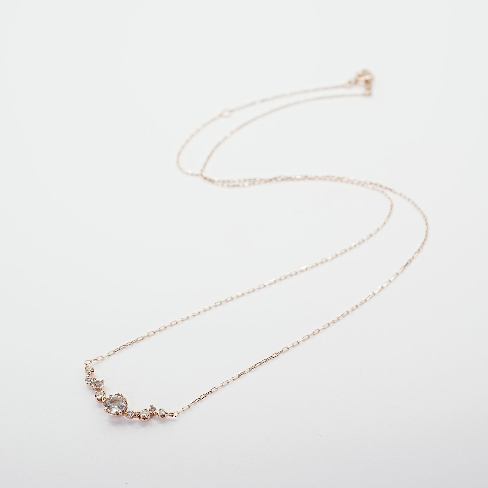 ブランドアクセサリー 美品 4℃ マルチストーン K10 ネックレス ピンク 