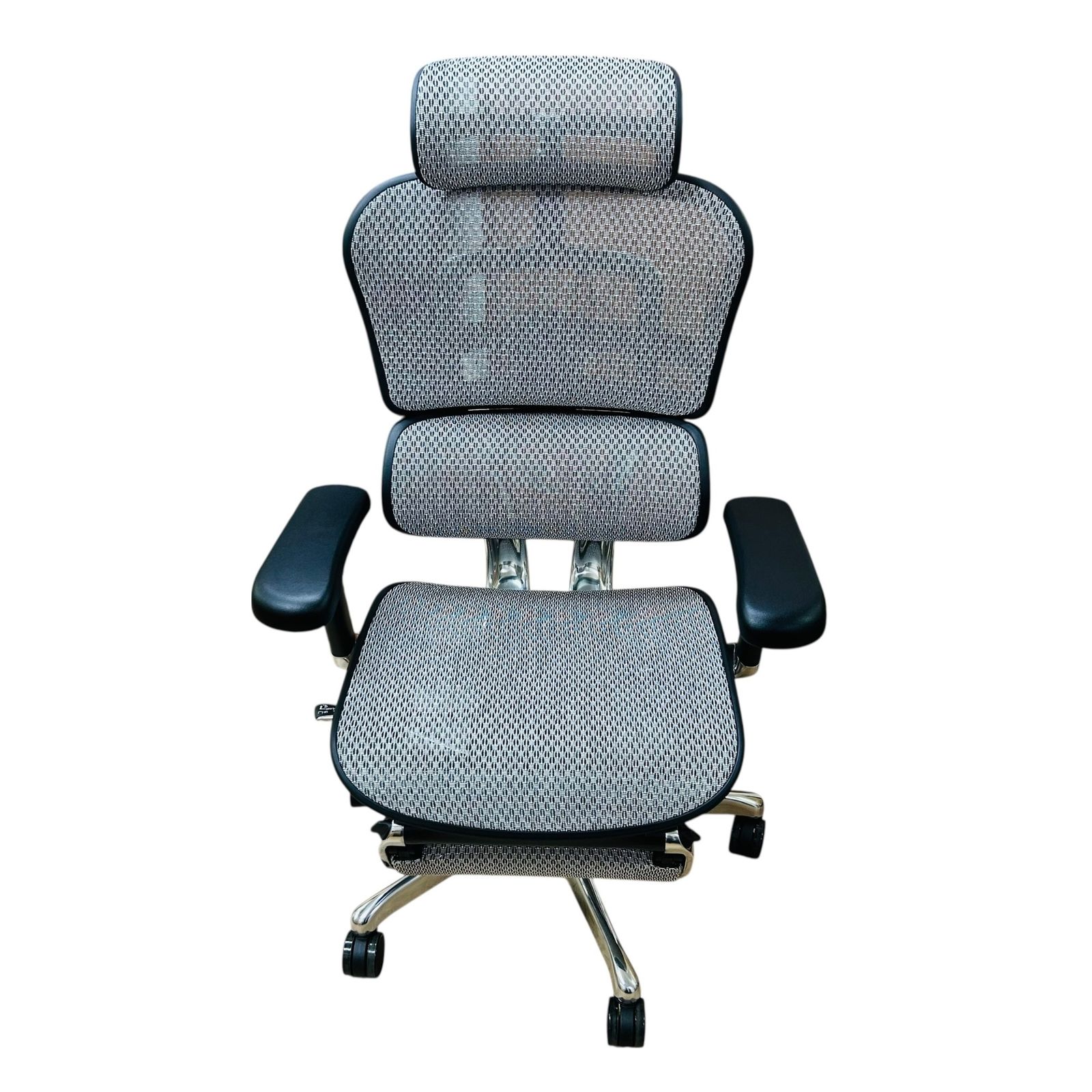■極美品 エルゴヒューマンプロ2 Ergohuman Pro 2 オットマン内蔵型 DR 展示品 高機能オフィスチェア メッシュ ブラック×グレー 人間工学設計 可動アーム 昇降リクライニング機能付き2418285,2418285