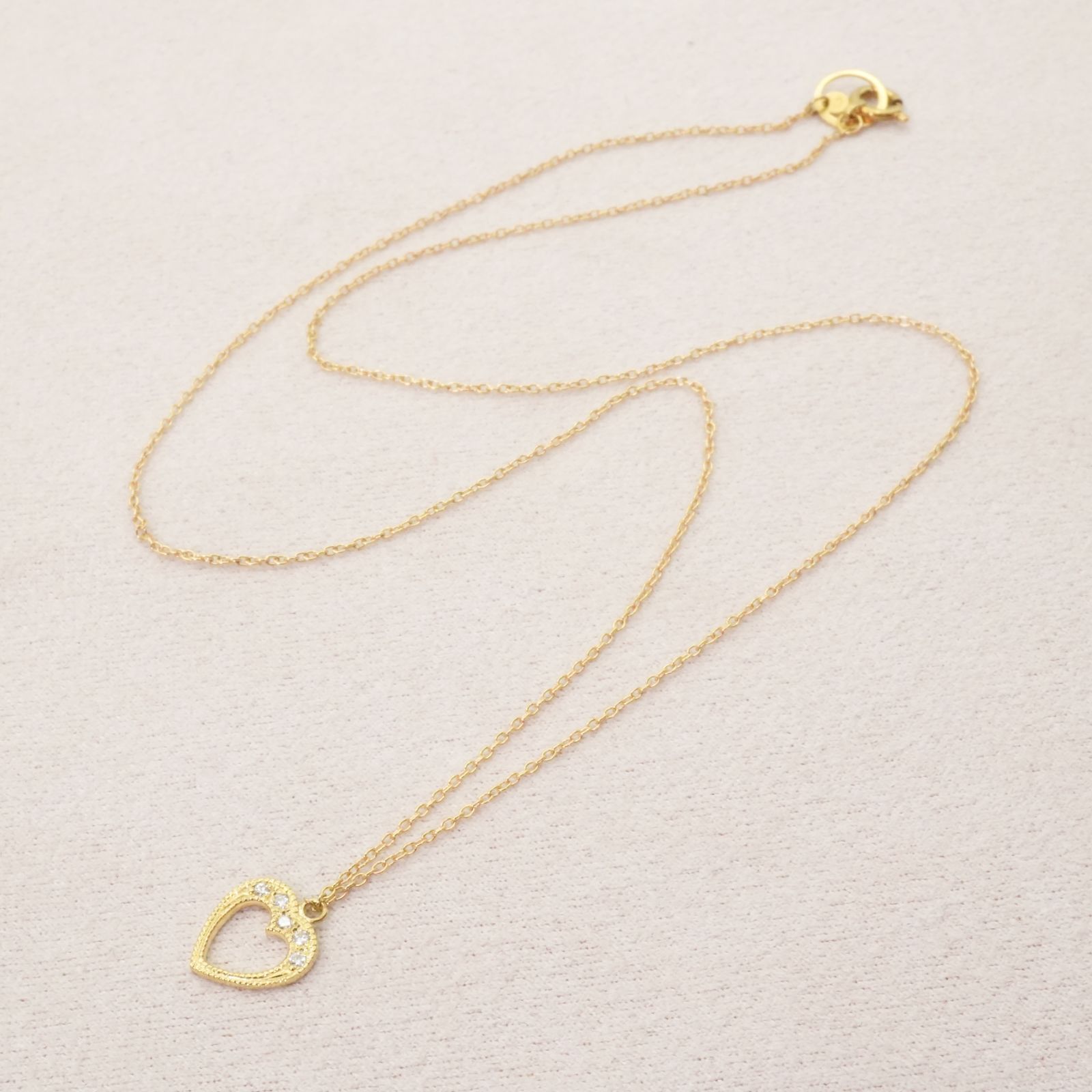 ハム K18 ダイヤモンド ハート ネックレス 0.02ct/24-4792S - メルカリ