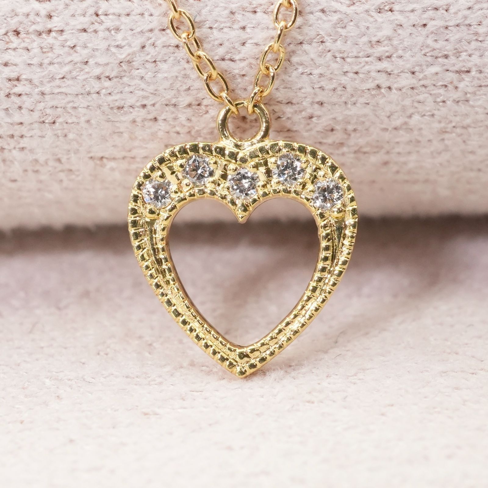 ハム K18 ダイヤモンド ハート ネックレス 0.02ct/24-4792S - メルカリ
