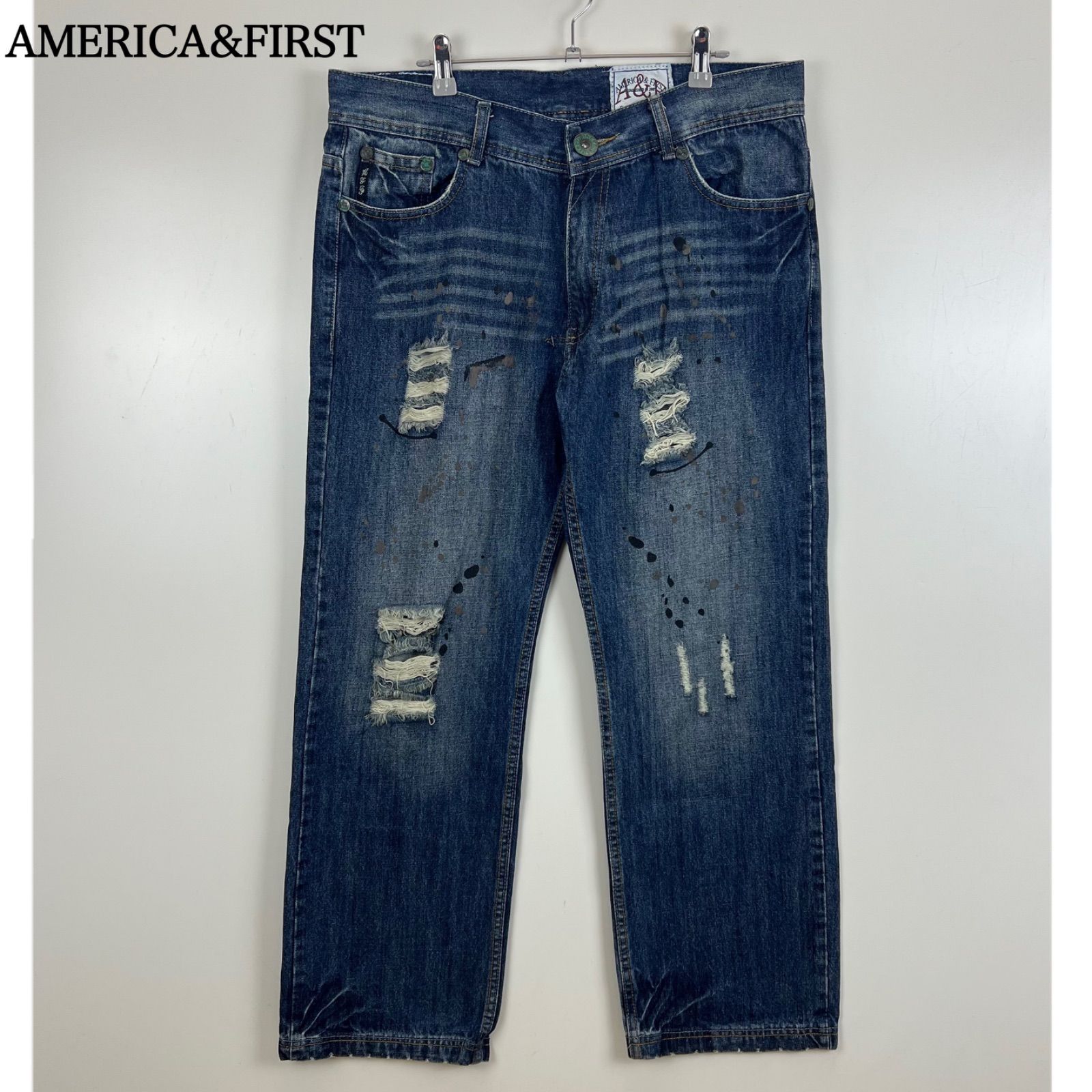 AMERICA&FIRST 00s y2k archive damaged paint denim pants w33