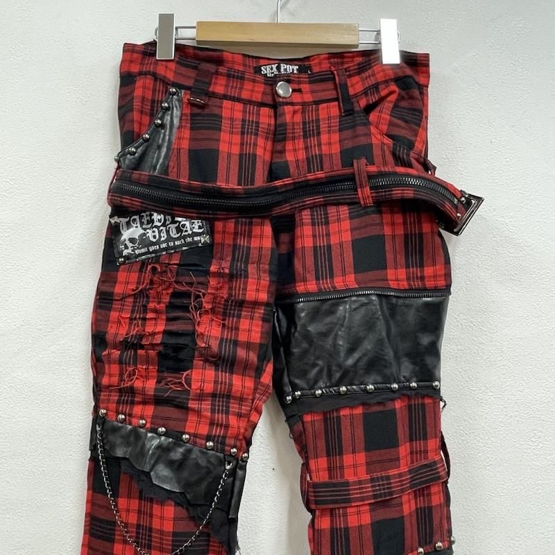 セックスポットリベンジ チェック ボンテージ パンツ レザー ジップ