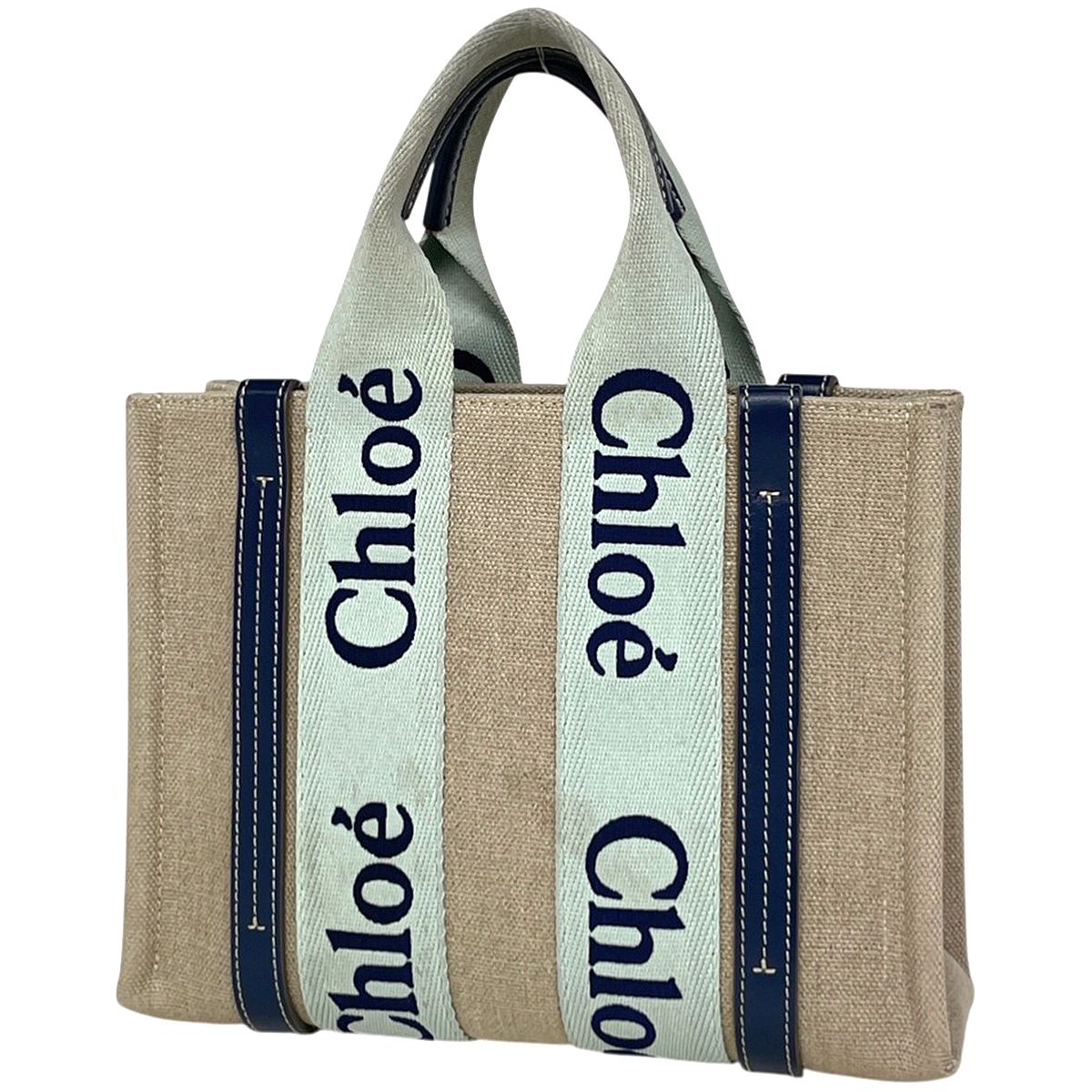 クロエ Chloe ウッディ スモール トートバッグ キャンバス ベージュ 