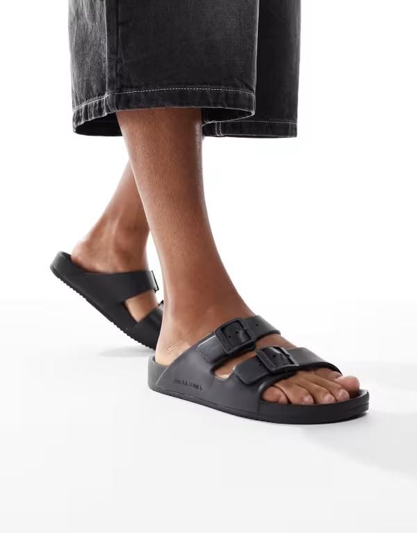 ジャック アンド ジョーンズ メンズ シューズ サンダル Jack Jonestrap sandals Anthracite ブラック