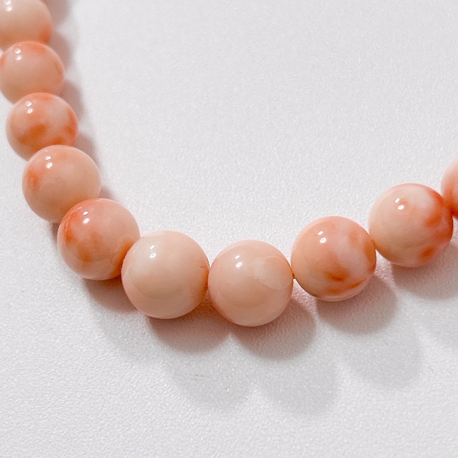 ま*お様 艶々✨ピンク珊瑚 丸玉 2.4-7.2mm グラデーションネックレス 艶々✨ピンク珊瑚 丸玉 2.4-7.2mm グラデーションネックレス k18金具