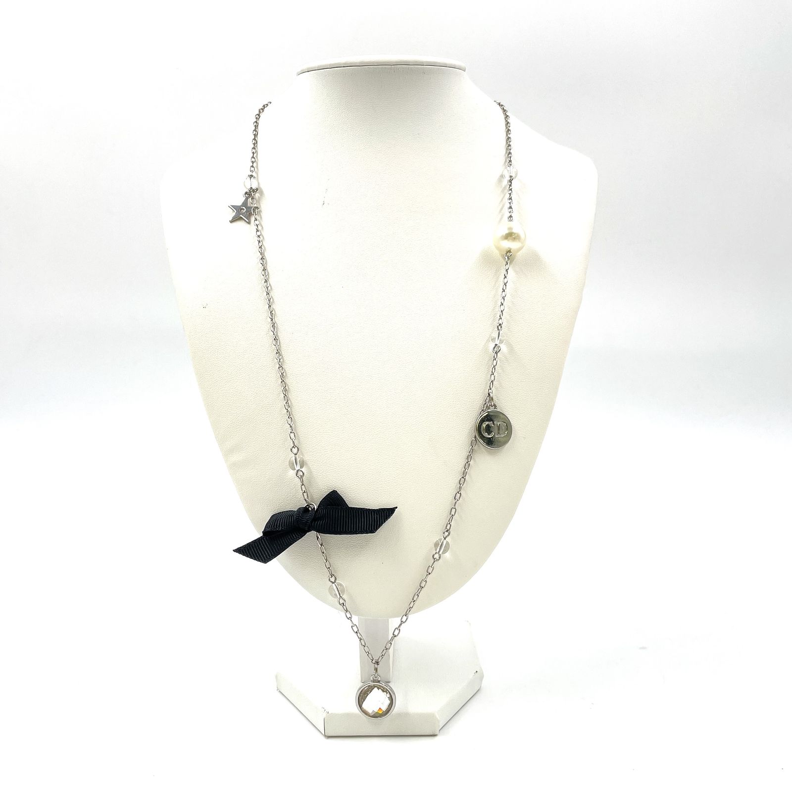 レディース Christian Dior ロゴチャーム メタル×ラインストーン 