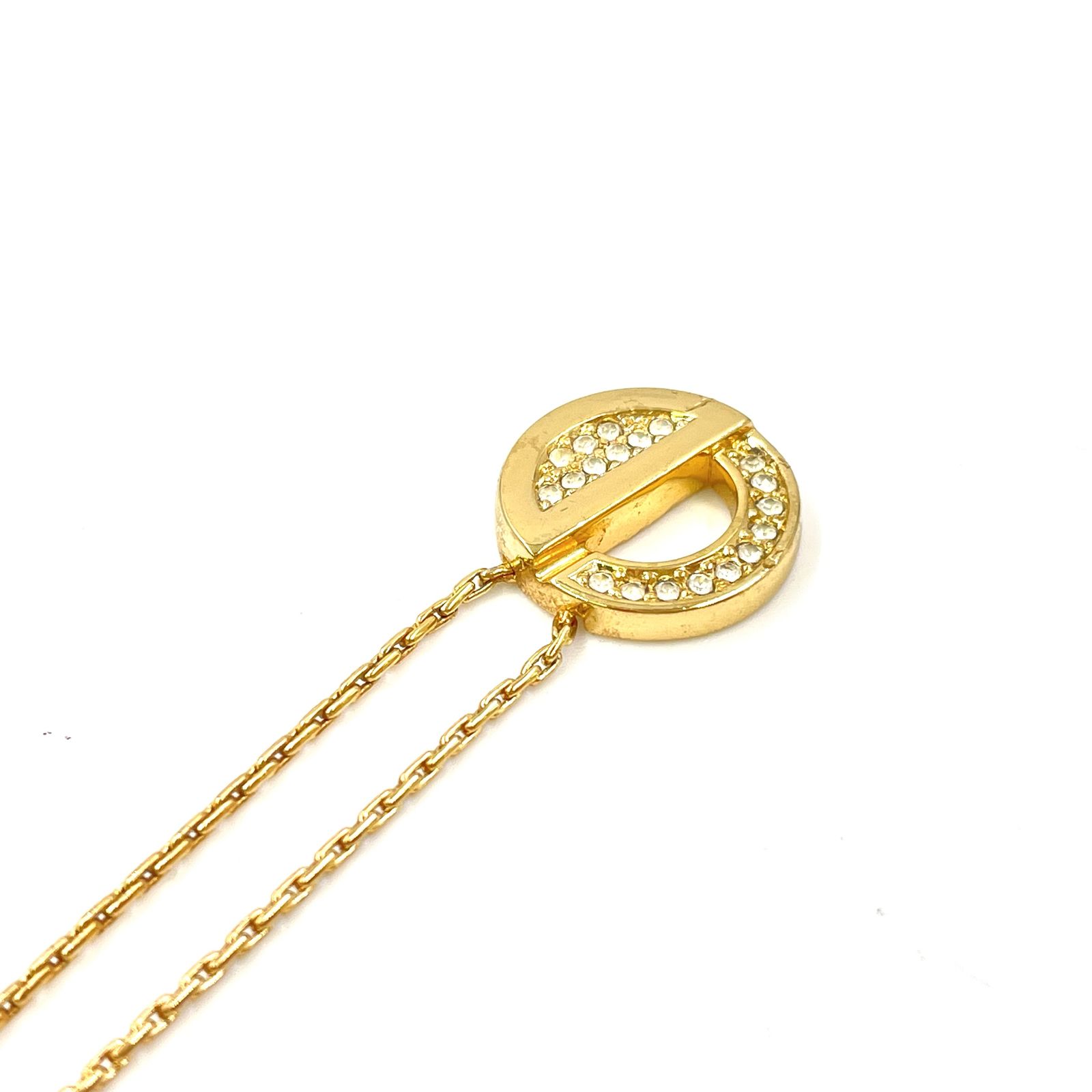 Christian Dior CDロゴ ラインストーン ゴールド GP×ラインストーン 