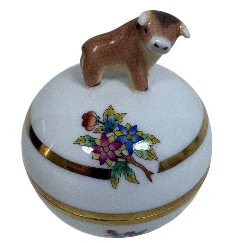 極美品】Herend ヘレンド 干支 丑 牛 小筺 小物入れ ヴィクトリア