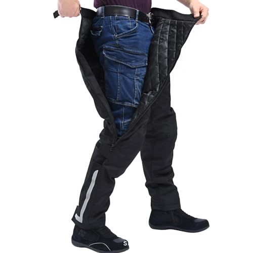 新品 RENHE バイク オーバーパンツ 冬用 バイクパンツ メンズ ライディングパンツ 防寒 ライダースパンツ プロテクター付き スノーボードパンツ 防寒保温 防風防水 ブラック 2XLサイズ