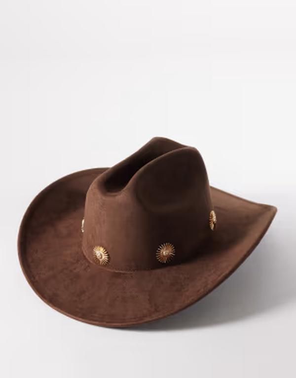 マイアクセサリーズ レディース 帽子 My Accessories cowboy hat with gol Daisy studs BROWN ブラウン