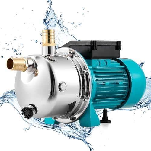 新品 Poafamx 電動井戸ポンプ 370W 最大給水深8-9ｍ 3000L/H 最大揚高28M 自動給水 排水ポンプ 散水ポンプ ステンレススチール 池の排水 庭/芝生の水やり 農業灌漑 (370 ワット)
