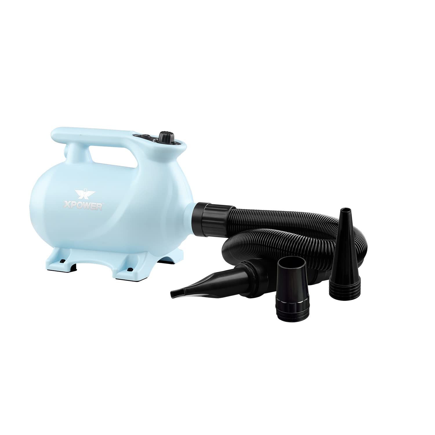 XPower B-123ペットドライヤー 低騒音 二段階調節 な熱設定 三つのノズル付き 携帯用ペット用ドライヤー 3色オプション ブルー kk