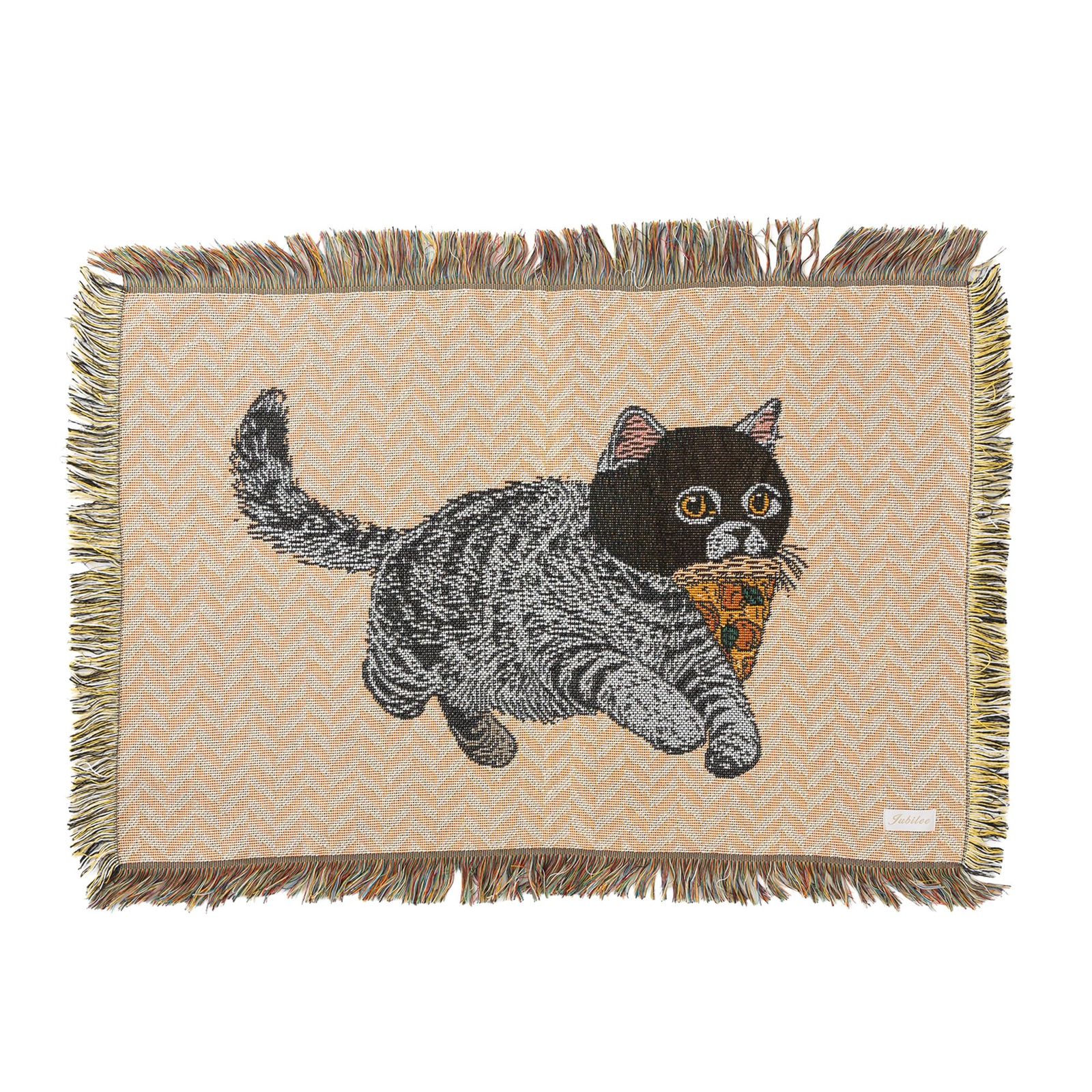 新品 Jubilee ジャガード織 猫柄 ラグマット スローケット 50x70cm