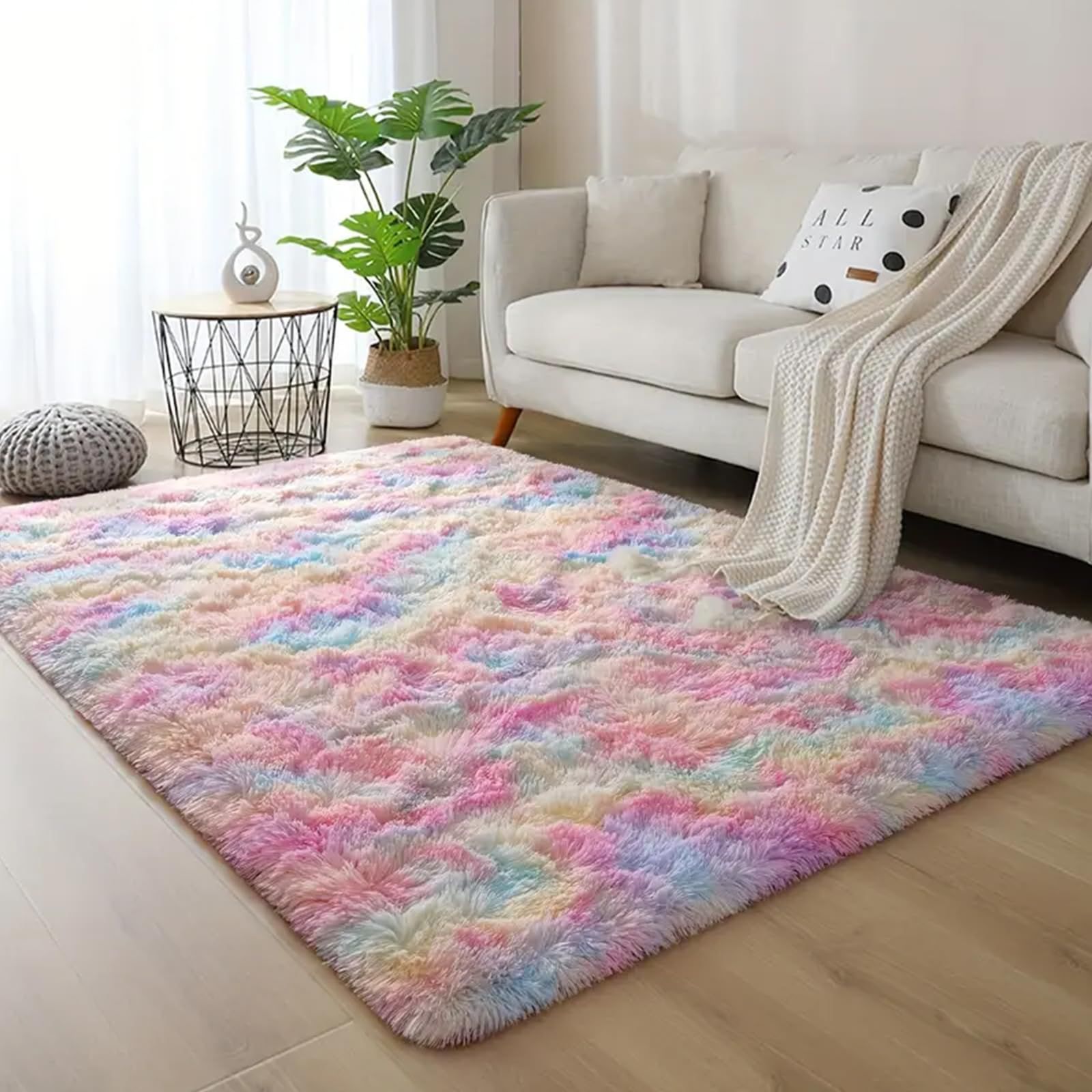 新品 AIMECOカーペット カラフル 子供部屋 シャギーラグ200*200cm（約 