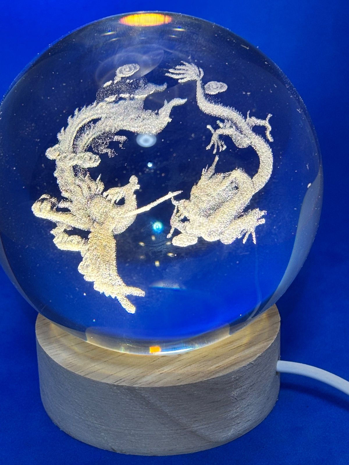 水晶3D内雕「龍鳳呈祥」80mm 685g 木製USB灯座付 6092-1/5 水晶3D内雕「龍鳳呈祥」80mm 685g 木製USB灯座付 6092-1/5 - メルカリ