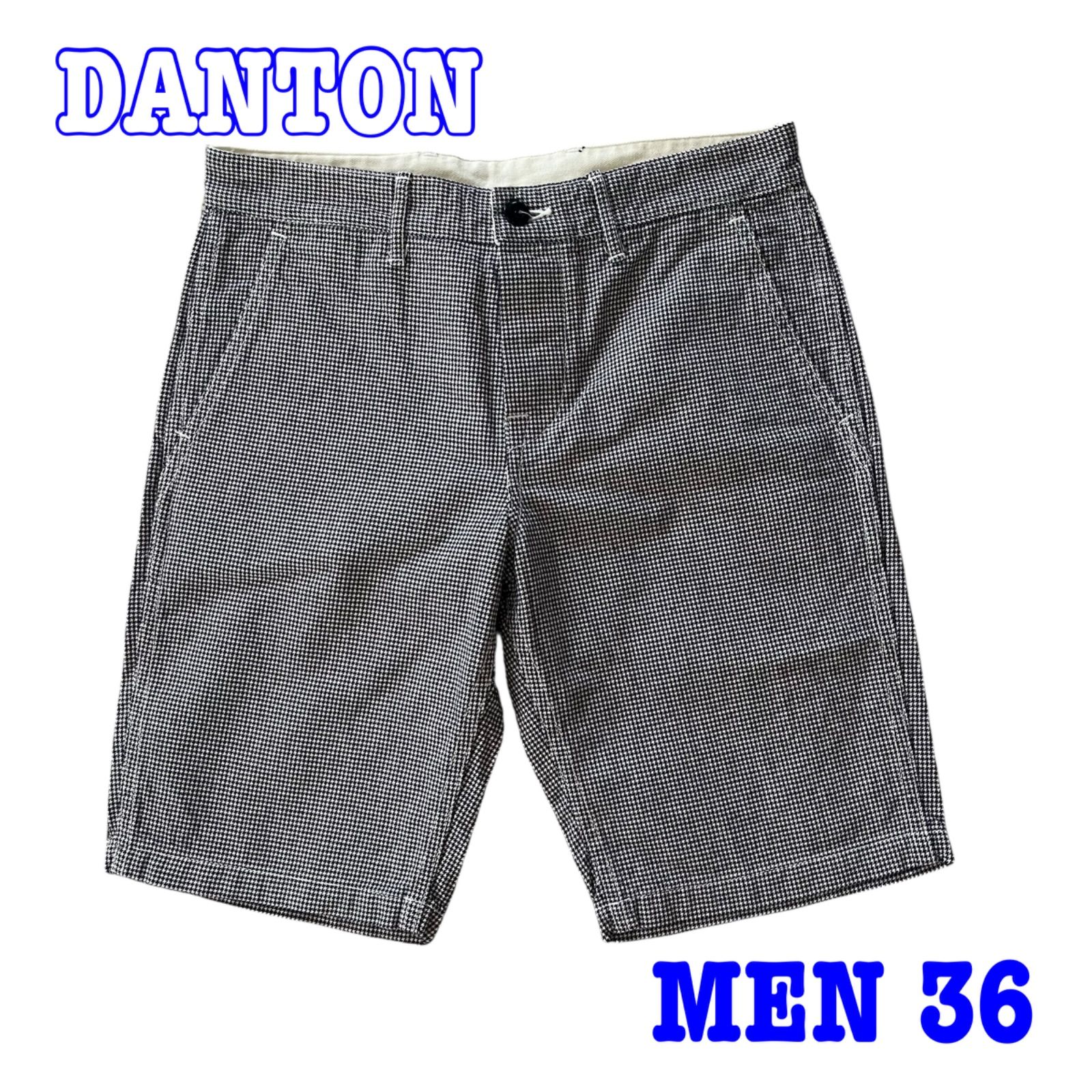 DANTON ダントン ボタンフライ 千鳥格子柄 コットン ハーフパンツ 36 