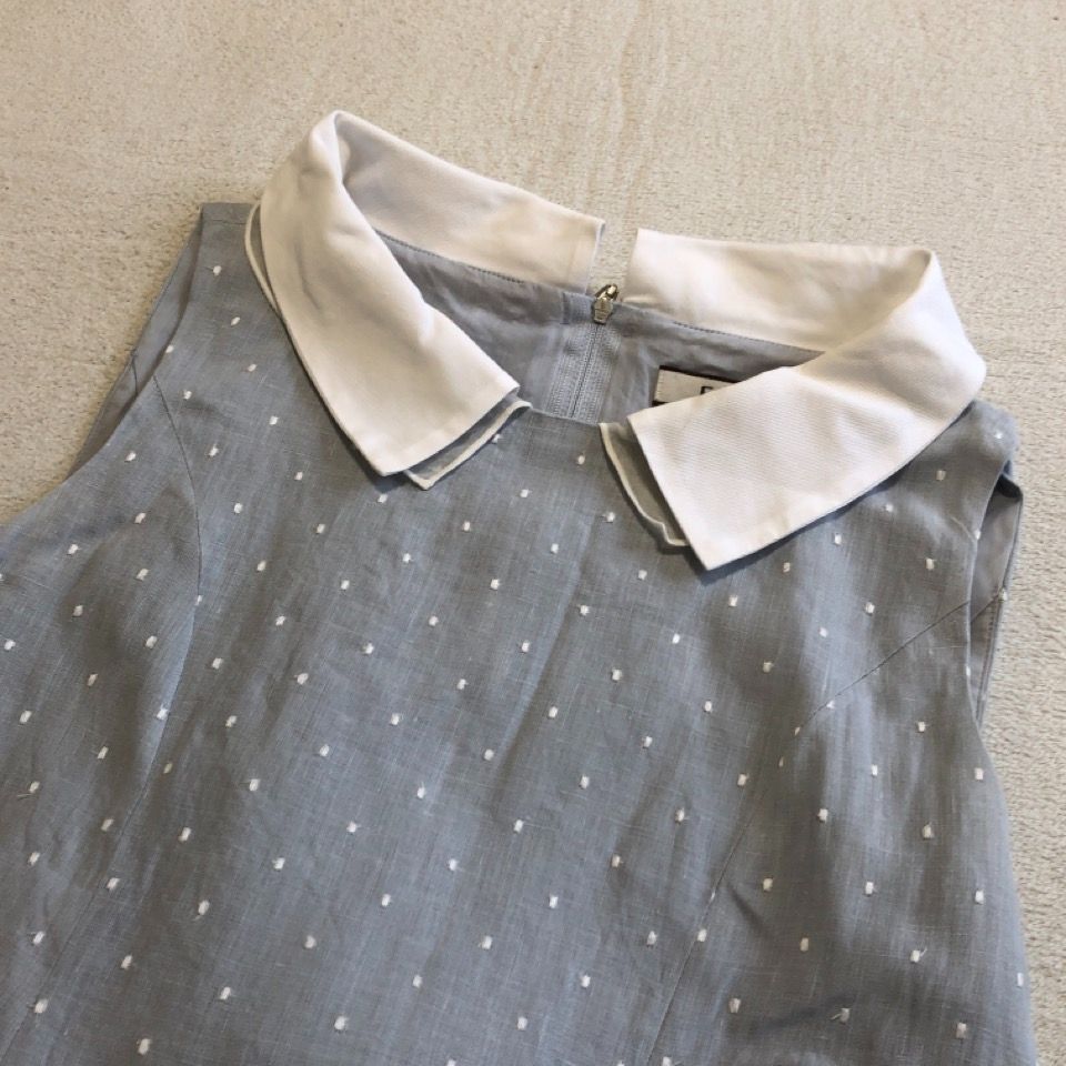 美品 FOXEY フォクシー ノースリーブ ワンピース フレア Aライン 襟