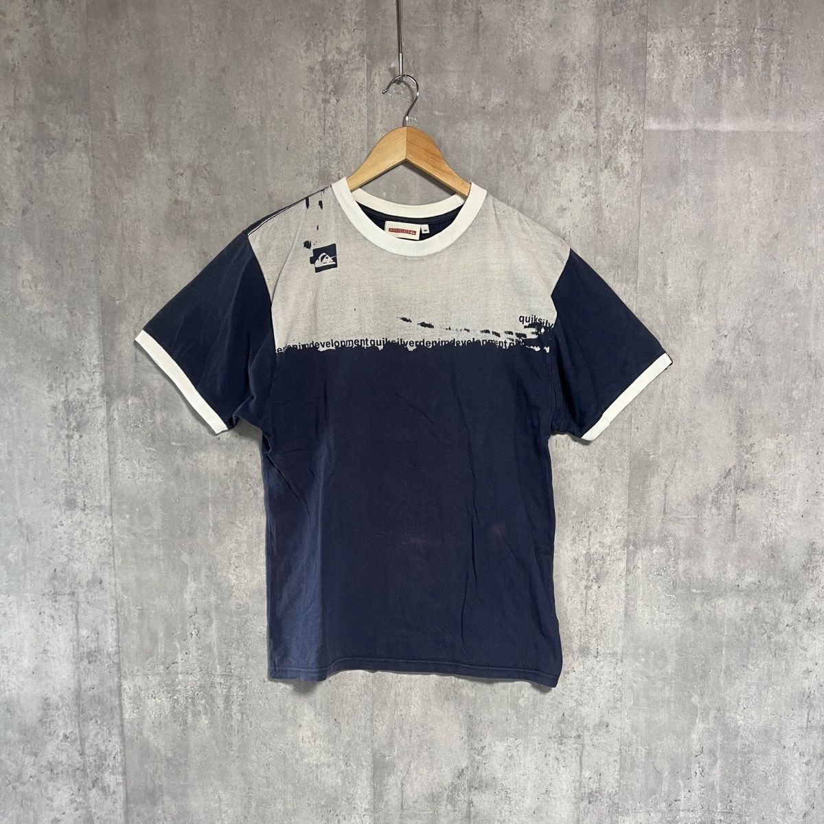 希少】00s クイックシルバー Tシャツ M 紺 リンガー QUIKSILVER 00年代 