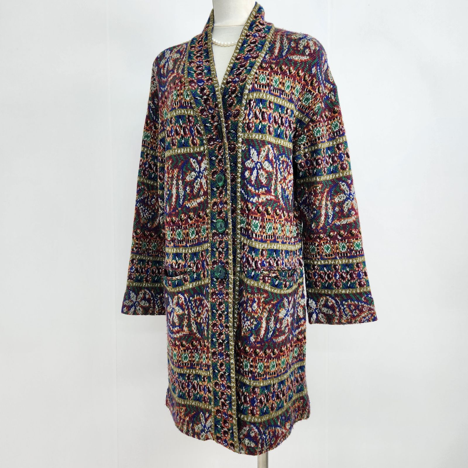 美品 MISSONI ロングコート ニット 総柄 オレンジタグ マルチ 美品 MISSONI ロングコート ニット 総柄 オレンジタグ マルチ