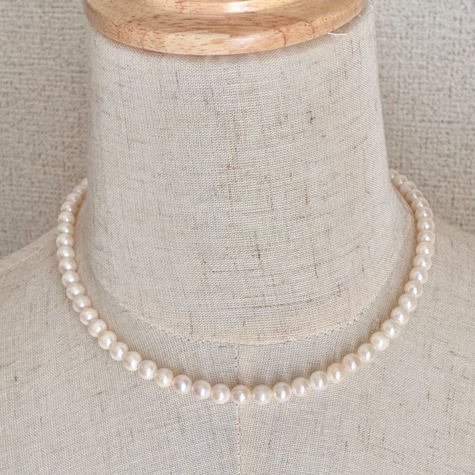 真珠 パール ネックレス ラウンド 5.9-6.4mm 約40cm アクセサリー 