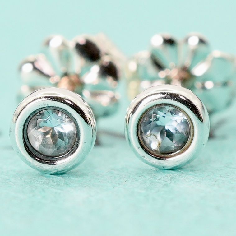 美品 ティファニー バイザヤード アクアマリン シルバー ピアス/25 