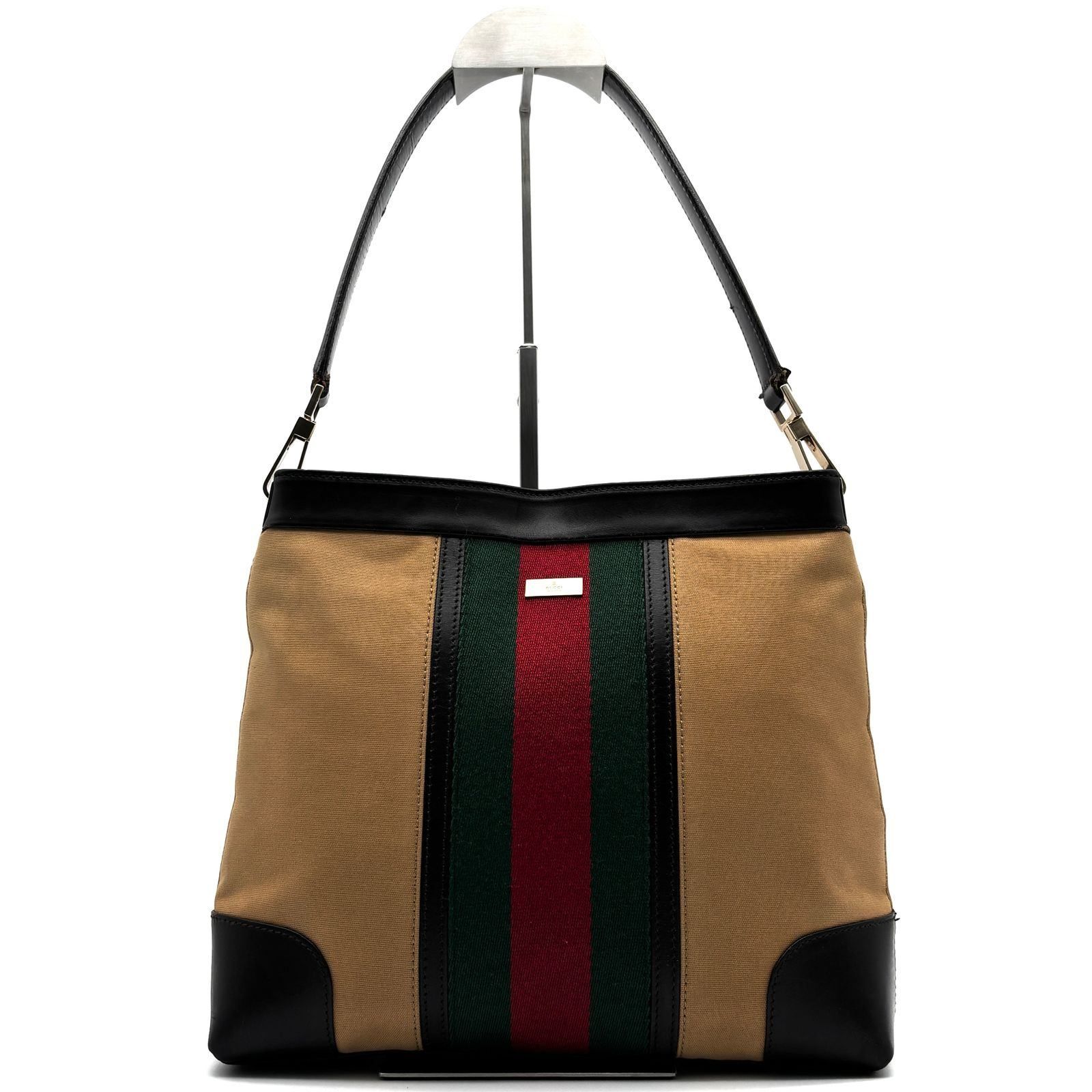 美品 GUCCI グッチ シェリーライン ウェビングライン ホーボー 
