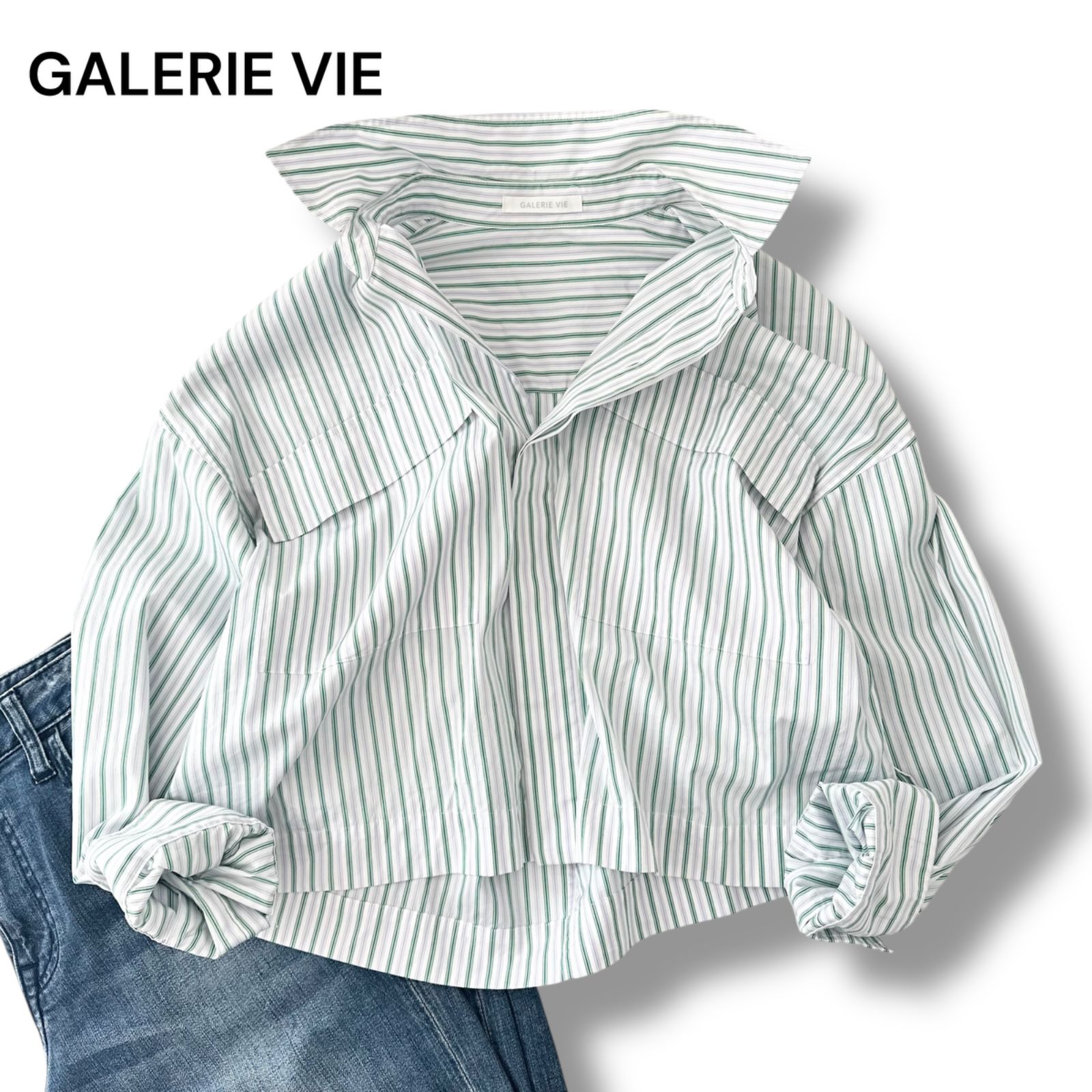 ギャルリーヴィー GALERIE VIE ノーブルコットン ポケット シャツ 開襟 