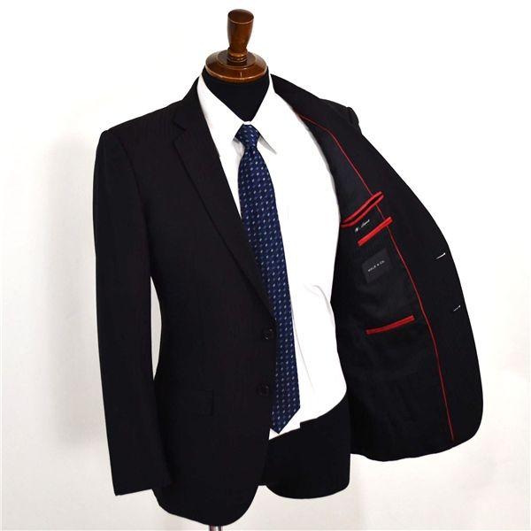 MALE & Co. 2つボタン シングルスーツ S Y5 ブラック ストライプ
