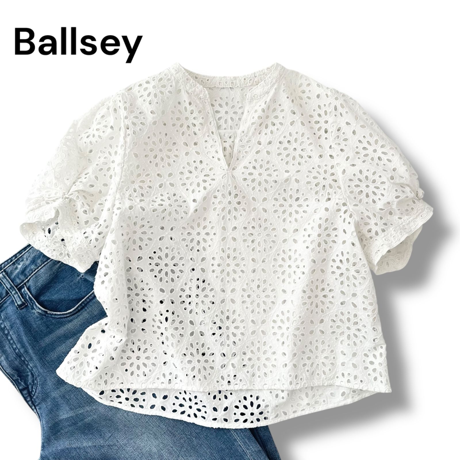 ボールジィ Ballsey サークルフラワー エンブロイダリー キーネック 