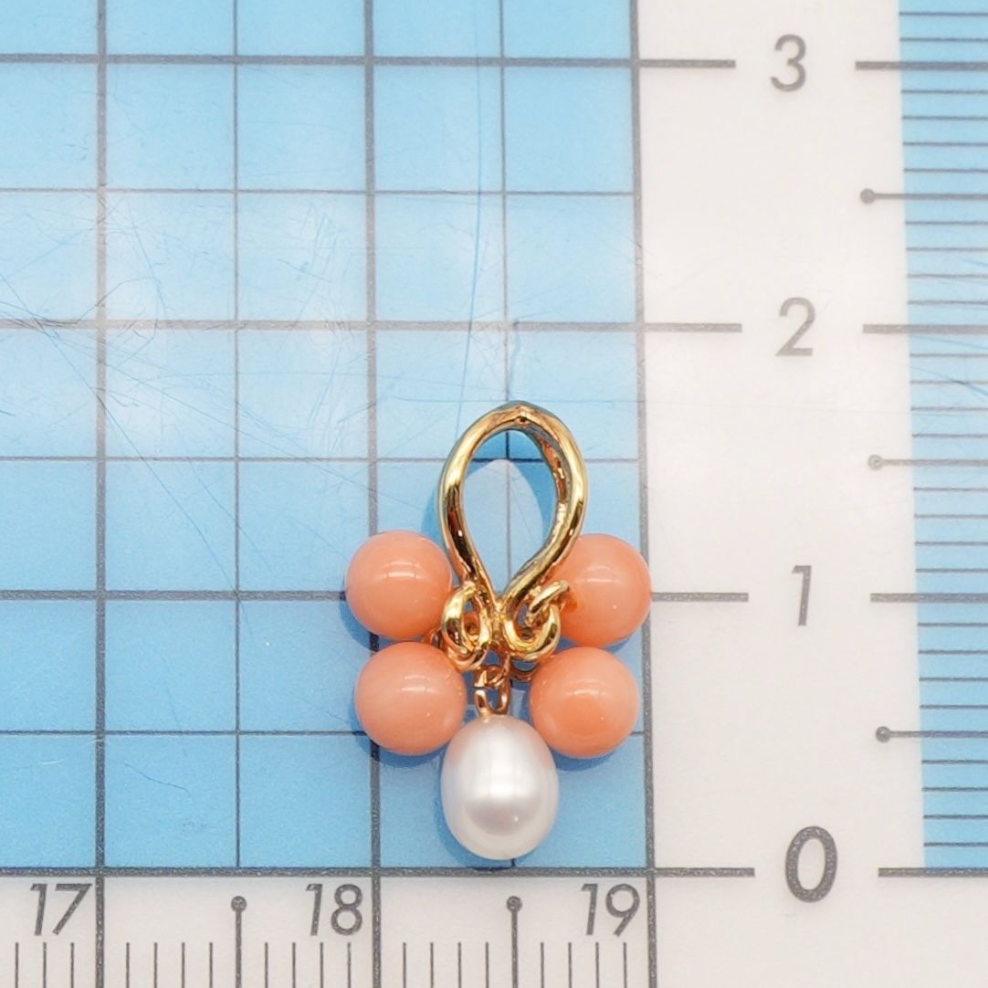 ベビーパールと珊瑚のネックレス K18 K18 ベビーパール珊瑚ネックレス 