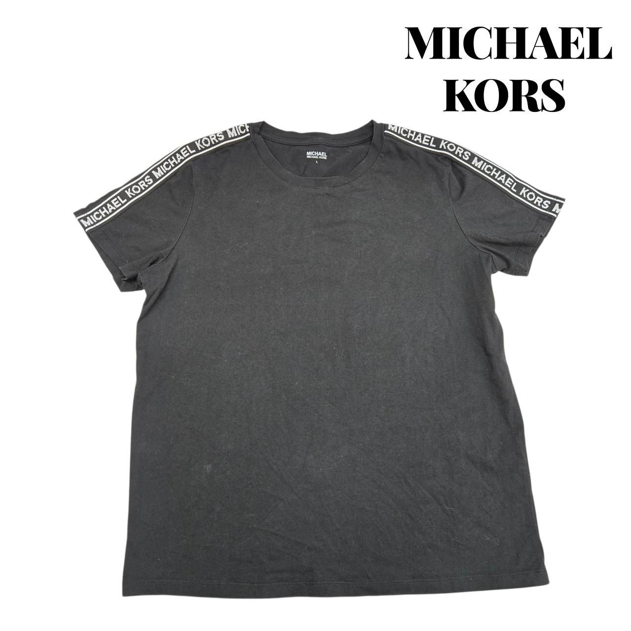 MICHAEL KORS マイケルコース Tシャツ 半袖 ブラック Lサイズ ライン 
