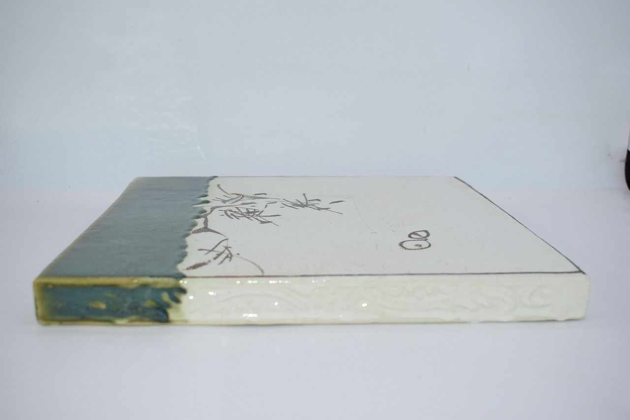 茶道具 織部 陶板 草絵 敷瓦 風炉 茶道 13-9701 - メルカリ