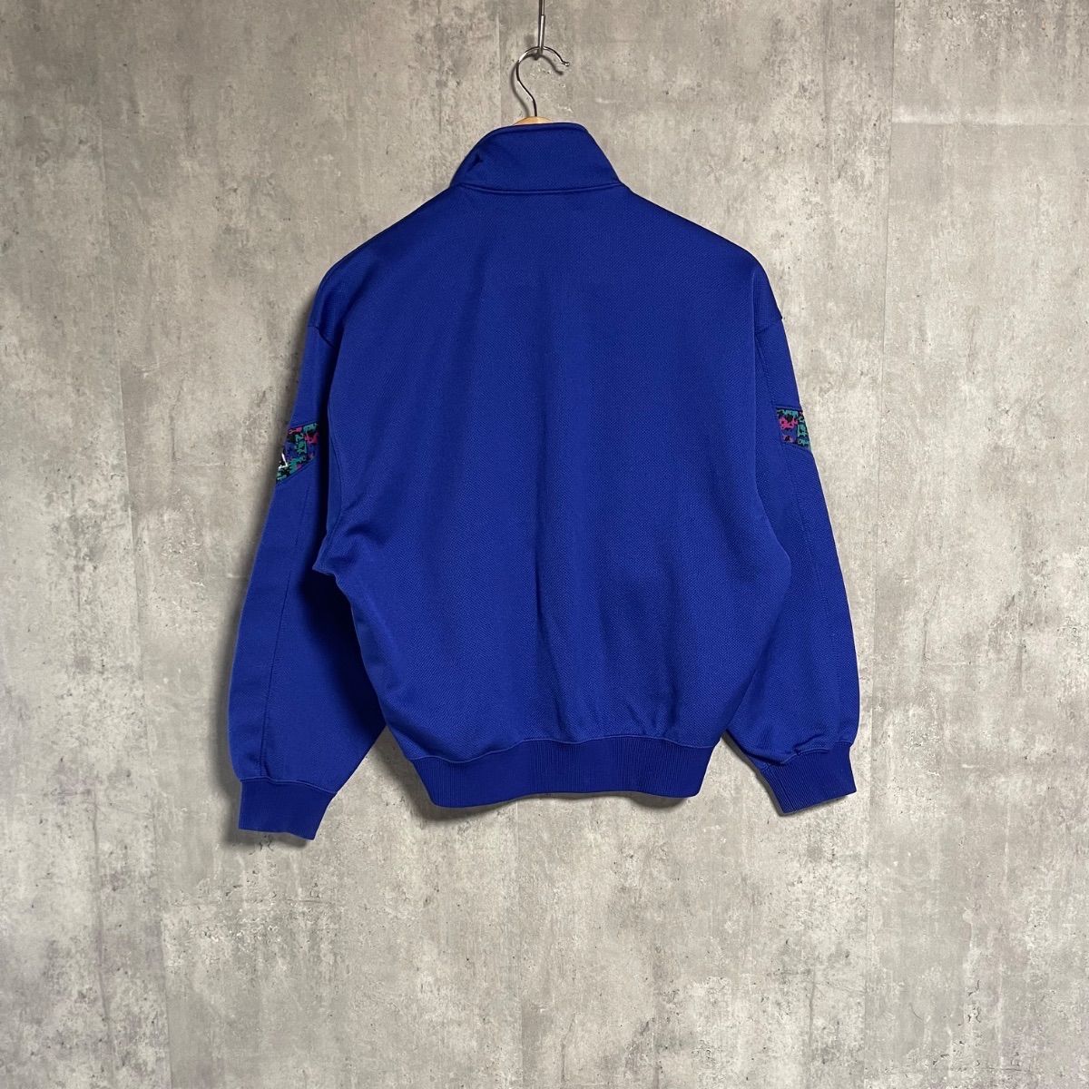 希少 90s Kappa トラックジャケット 短丈 ブルー 総柄 刺繍ロゴ カッパ 