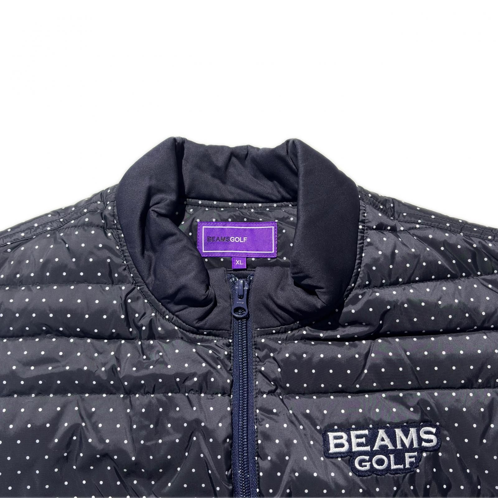 中古 メンズ ビームスゴルフ BEAMSGOLF ダウンベスト XL 紺 ネイビー