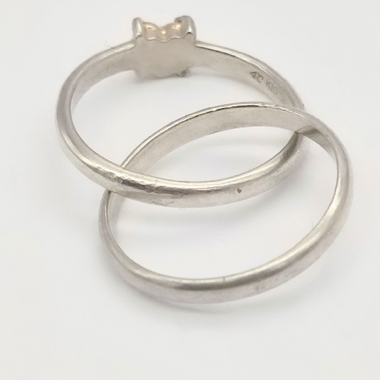 美品】4℃ ヨンドシー 2連ハートデザインリング K10×シルバー925 SILVER